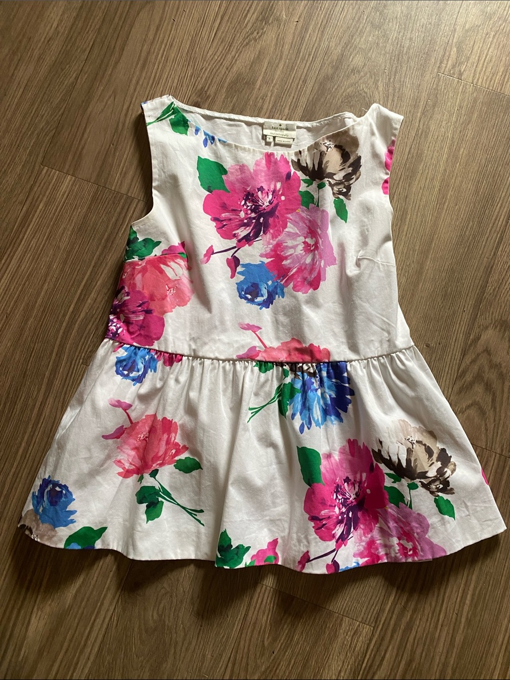 kate spade White Top with Pink, Purple & Brown Floral Print